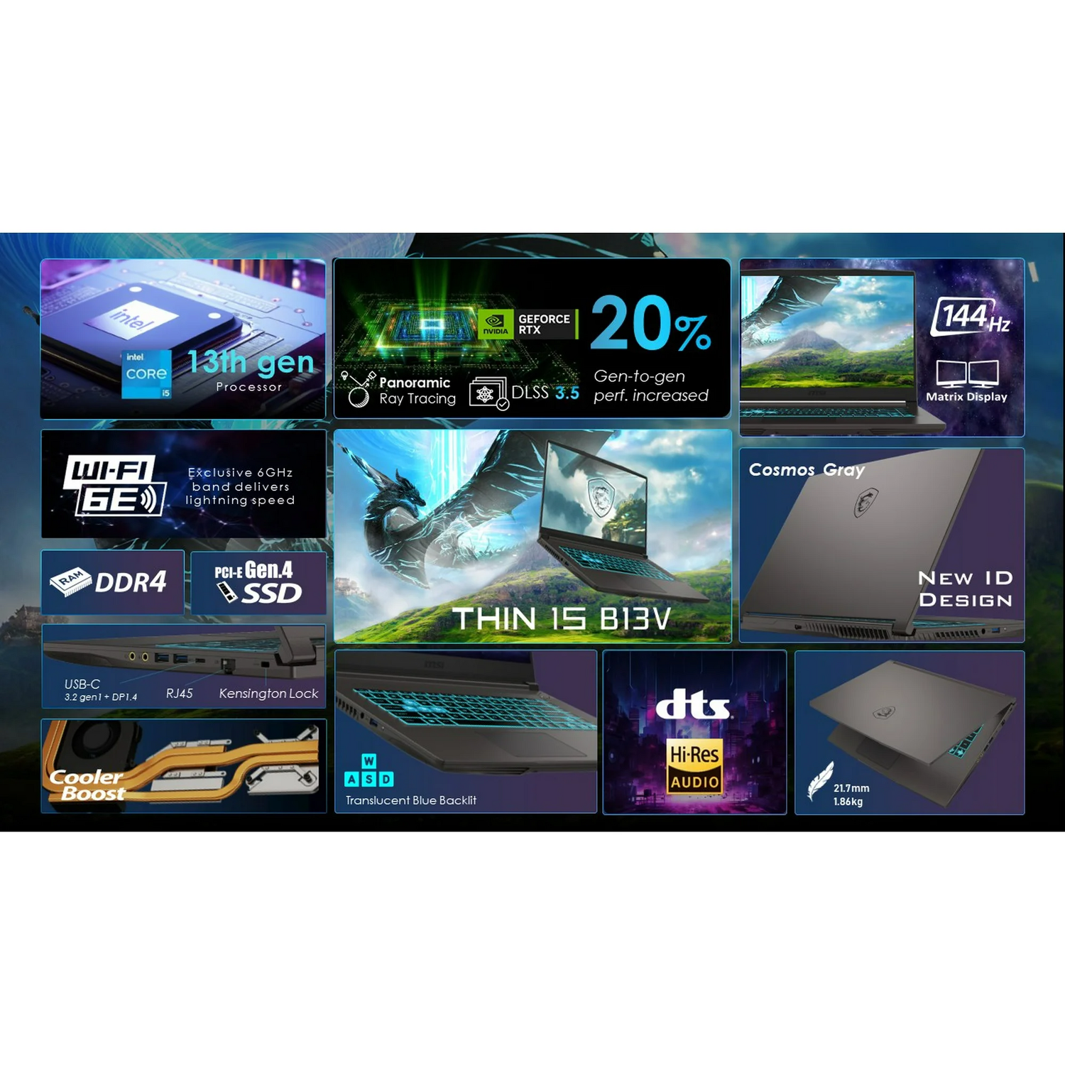 MSI Thin 4060 Gaming Laptop, 15.6 MSI Thin 4060 Gaming Laptop, 15.6